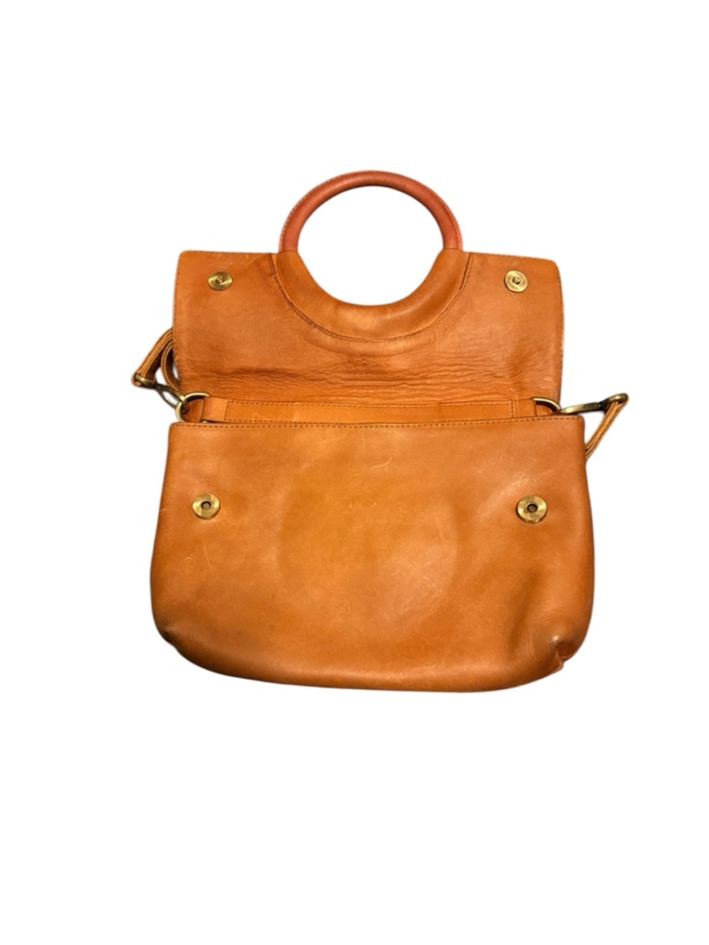 Able Vintage Tan Leather Fold-over Shoulder Messenger Bag - Picture 3 of 8
